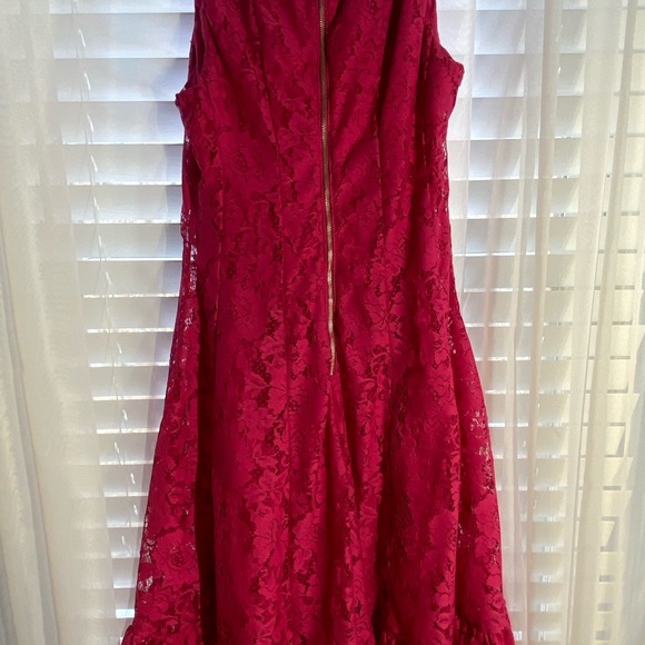 PARTY LACE OVERLAY HOT PINK DRESS by Roxy & Ali Size 2 fully lined Back zip NICE - Picture 5 of 14